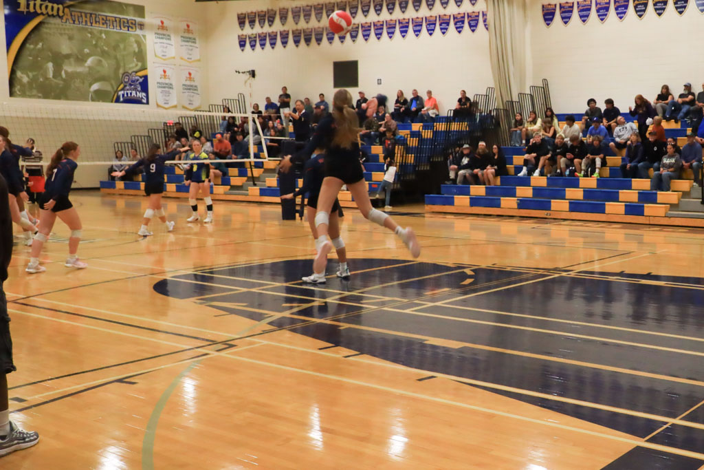 Player goes for a spike