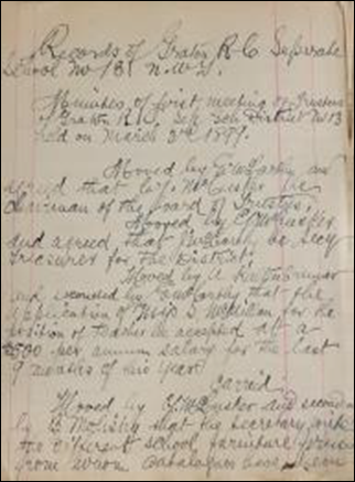 Full page of lined paper with handwritten meeting notes from 1899
